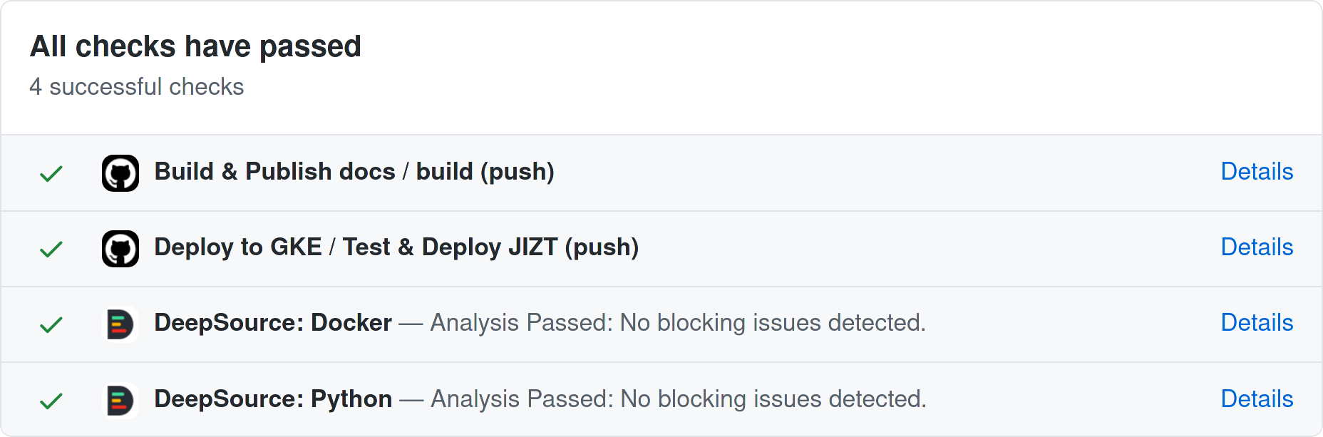 Tareas llevadas a cabo cada vez que hacemos un *commit* a la rama ``main`` del repositorio del *backend*. Imagen extraída de GitHub.